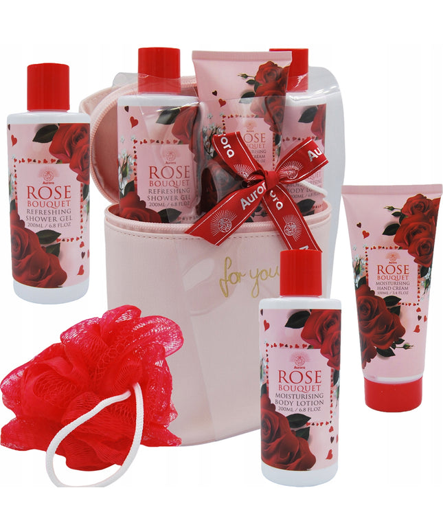 AURORA Kalėdinis SPA vonios ir kosmetikos rinkinys su rožių kvapu, kosmetinė, dovana