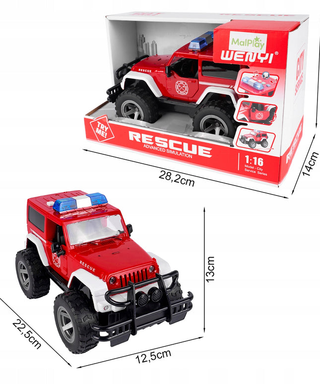 Vaikiškas gelbėtojų džipas su garsais, šviesomis ir atidaromomis durimis
