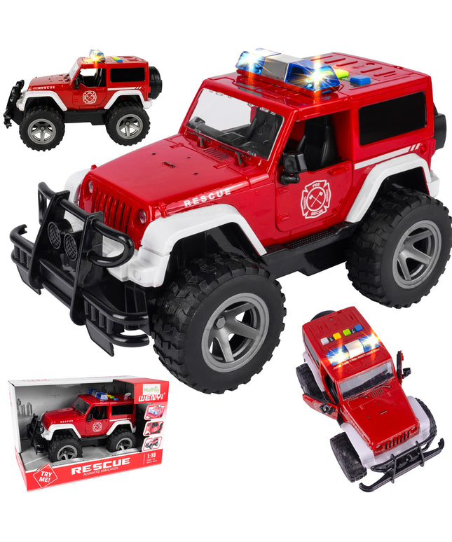 Vaikiškas gelbėtojų džipas su garsais, šviesomis ir atidaromomis durimis