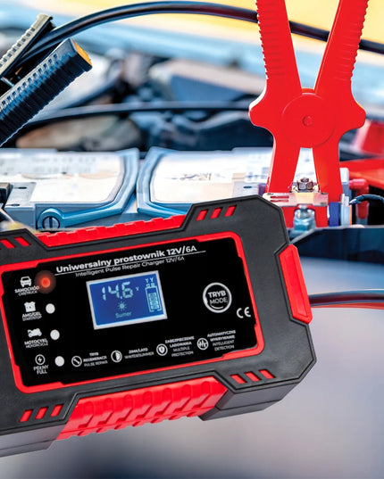 Automatinis išmanusis akumuliatorių įkroviklis su LCD ekranu, 12 V, 6 A