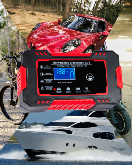 Automatinis išmanusis akumuliatorių įkroviklis su LCD ekranu, 12 V, 6 A