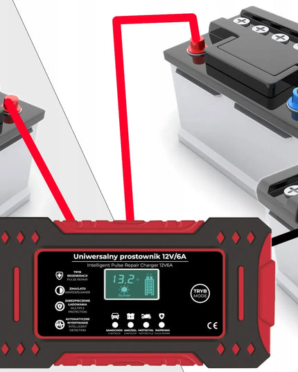 Automatinis išmanusis akumuliatorių įkroviklis su LCD ekranu, 12 V, 6 A