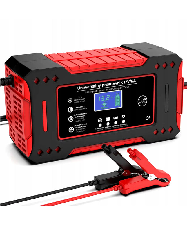 Automatinis išmanusis akumuliatorių įkroviklis su LCD ekranu, 12 V, 6 A