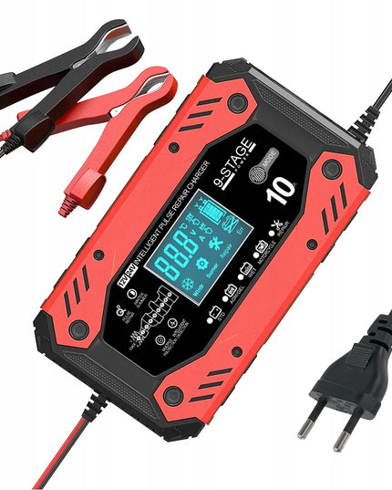 Automatinis išmanusis akumuliatoriaus įkroviklis su LCD ekranu, 12 V / 24 V, 10 A