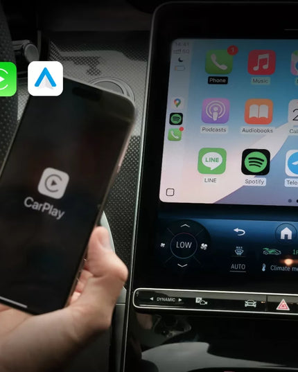 Belaidis Android Auto ir CarPlay adapteris automobiliui WiFi 6, skirtas 2 telefonams 2-in-1
