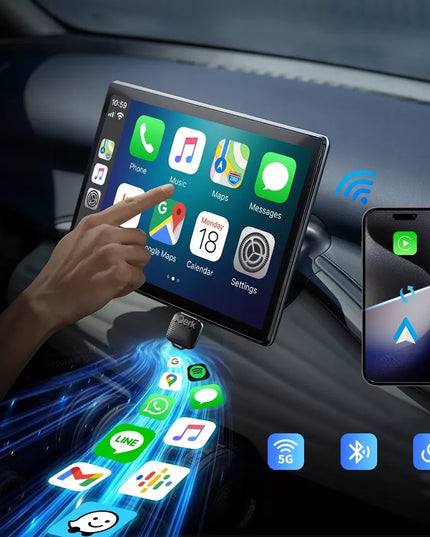 Belaidis „CarPlay“ adapteris 5 GHz Plug&Play iOS/Android Auto „Wi-Fi 6“ USB