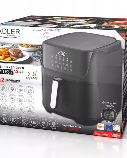 Karšto oro gruzdintuvė Adler AD 6317 5,5L XXL 2500W 12 programų