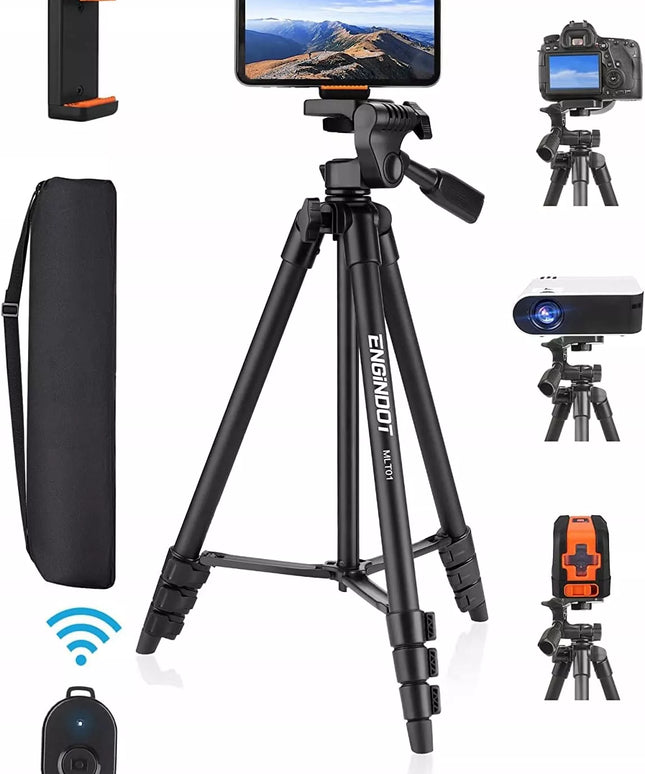 Lengvas aliumininis trikojis 42–136 cm, 0,5 kg, 3 viename + „Bluetooth“ nuotolinio valdymo pultelis, telefono laikiklis ir krepšys