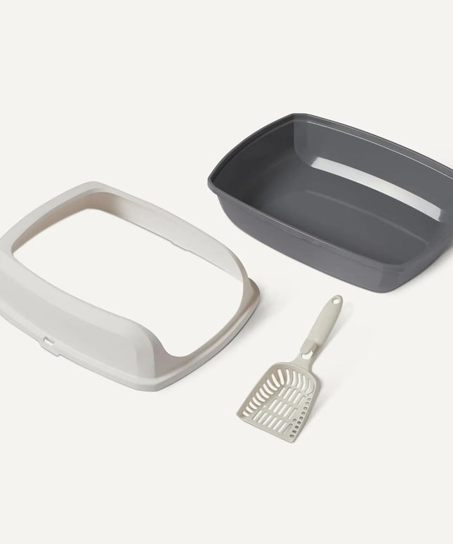 Amazon Basics atvira kačių kraiko dėžė, 50,5 cm x 37,6 cm x 20 cm, balta ir pilka