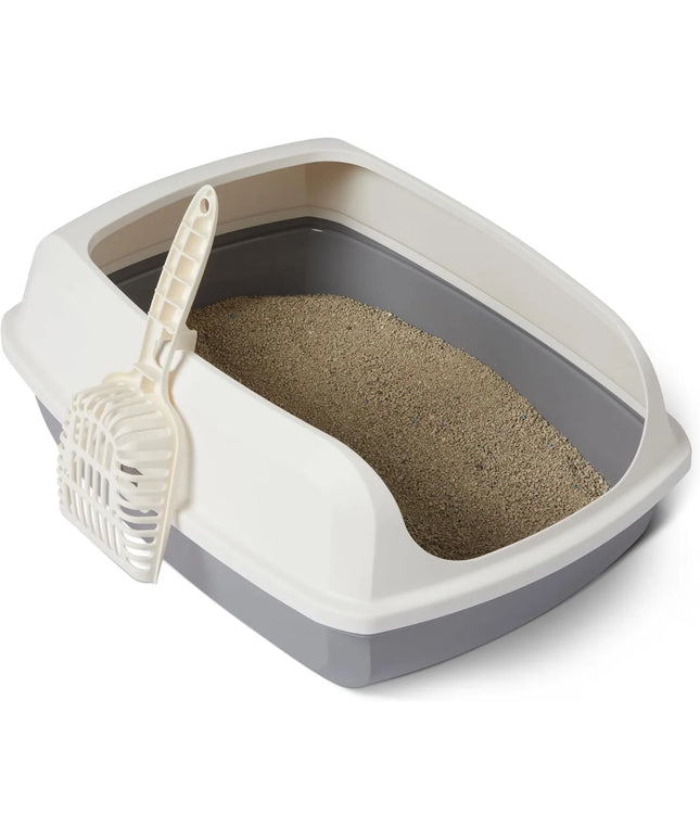 Amazon Basics atvira kačių kraiko dėžė, 50,5 cm x 37,6 cm x 20 cm, balta ir pilka