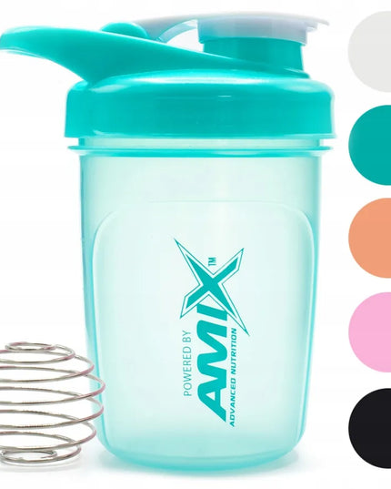 „Amix BODYBUILDER“ plaktuvas, 300 ml, turkio spalvos, su maišymo rutuliuku