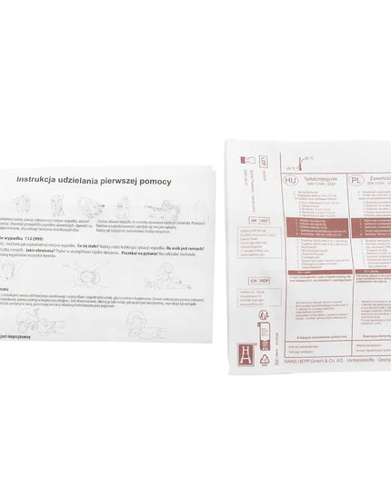 DIN 13164 pirmosios pagalbos vaistinėlė, raudonas medžiaginis dėklas su žirklėmis