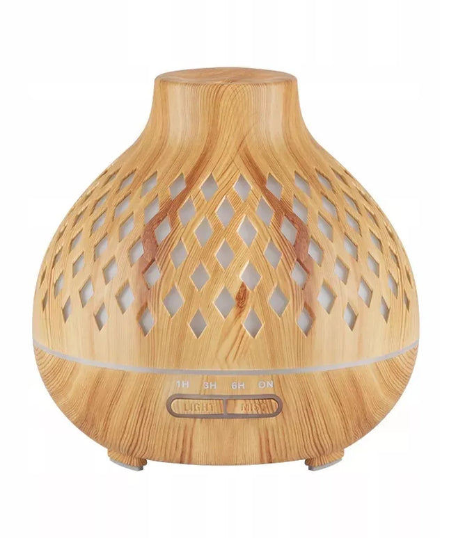 Aromatinis difuzorius ir oro drėkintuvas, šviesaus medžio imitacija, 400 ml + laikmatis