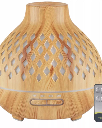 Aromatinis difuzorius ir oro drėkintuvas, šviesaus medžio imitacija, 400 ml + laikmatis