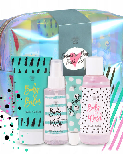 Aurora Dovanų rinkinys paauglei mergaitei, 4 kosmetikos priemonės, kosmetinė