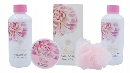 Aurora Dovanų rinkinys su kosmetika nertiniame krepšelyje su bijūnu Kalėdoms