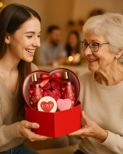 Aurora Dovanų rinkinys 5 kūno priežiūros kosmetikos priemonės raudona dėžutė širdis