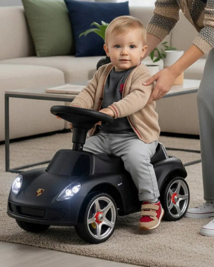 Vaikiškas paspiriamas automobilis Sun Baby Porsche Carrera GT, juodas