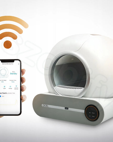Automatinis kačių tualetas DOEL T25, išmanusis, „Wi-Fi“, valdymas programėle, 65 l, baltas
