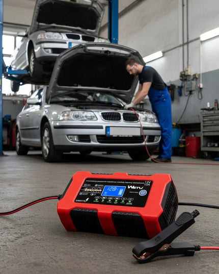 WETU automatinis 10 A įkroviklis 12 V LiFePO4, AGM ir geliniams akumuliatoriams