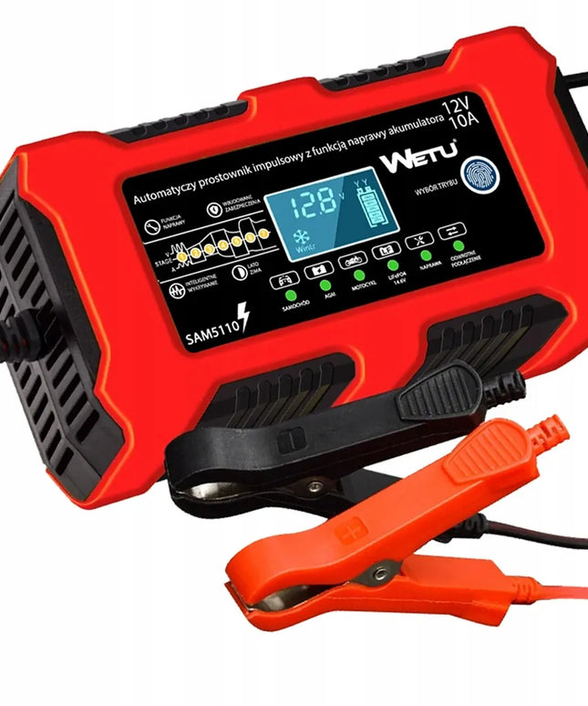 WETU automatinis 10 A įkroviklis 12 V LiFePO4, AGM ir geliniams akumuliatoriams