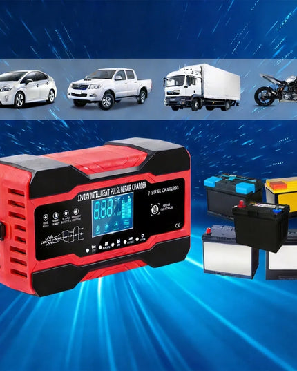 Automatinis 12 V / 24 V akumuliatorių įkroviklis