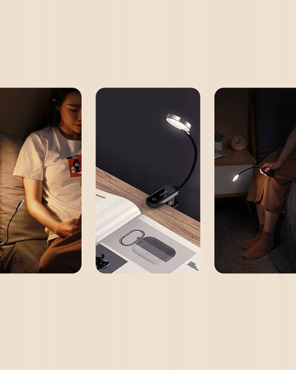 BASEUS Belaidė LED skaitymo lemputė su klipsu, reguliuojama, stalinei/naktinei naudojimui