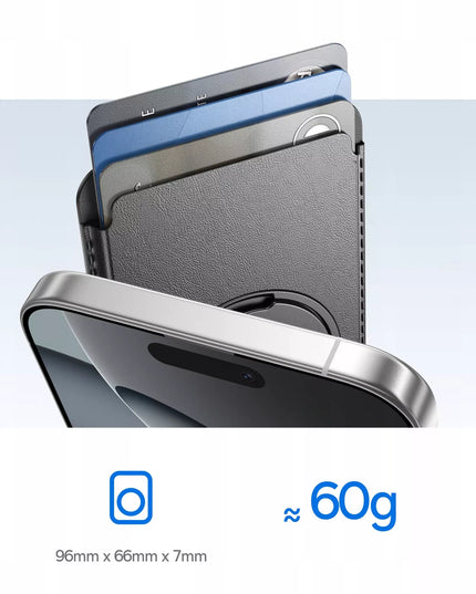 BASEUS MAGSAFE DĖKLAS KORTELĖMS IR DOKUMENTAMS IPHONE TELEFONUI SU ŽIEDU-STOVU