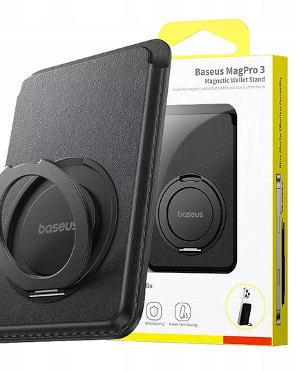 BASEUS MAGSAFE DĖKLAS KORTELĖMS IR DOKUMENTAMS IPHONE TELEFONUI SU ŽIEDU-STOVU