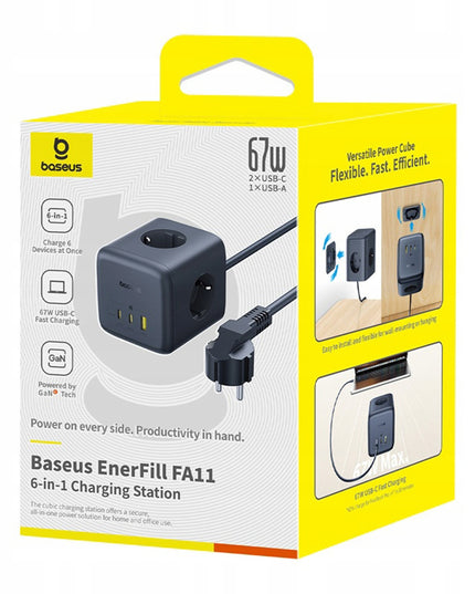BASEUS Maitinimo blokas 67W USB-A USB-C 3x EU lizdai 1,5m