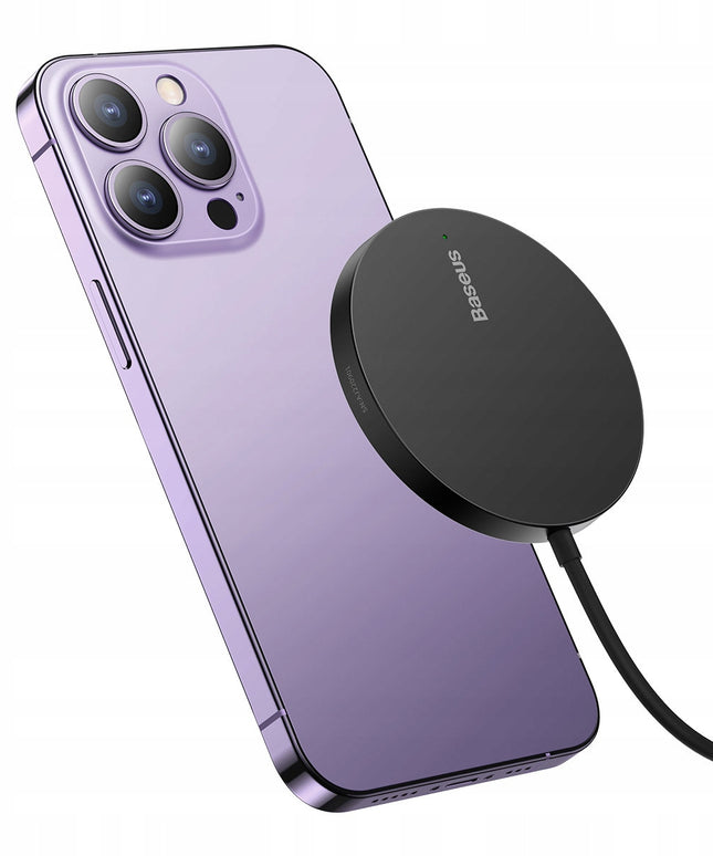BASEUS Belaidis indukcinis Qi įkroviklis su MagSafe 15W, USB C laidas 1m