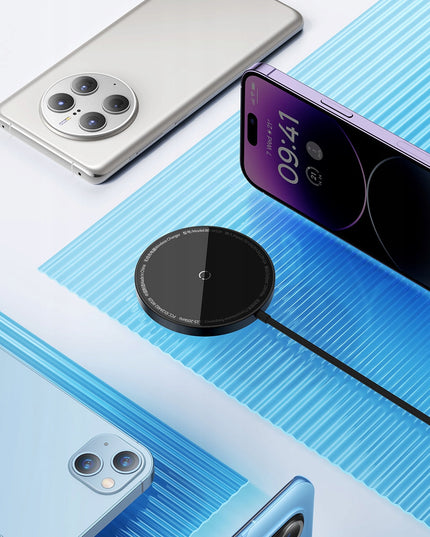 BASEUS Belaidis indukcinis Qi įkroviklis su MagSafe 15W, USB C laidas 1m