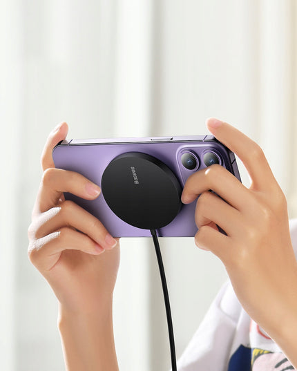 BASEUS Belaidis indukcinis Qi įkroviklis su MagSafe 15W, USB C laidas 1m