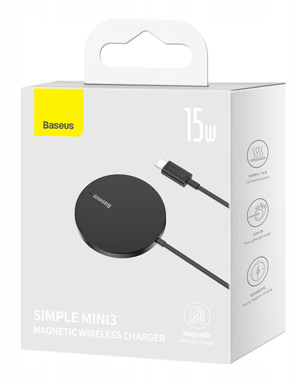 BASEUS Belaidis indukcinis Qi įkroviklis su MagSafe 15W, USB C laidas 1m