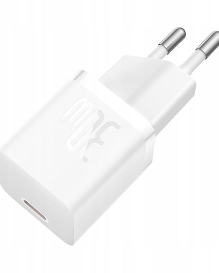 BASEUS Sieninis įkroviklis GaN 30W USB-C MINI KOMPAKTINIS telefonams ir planšetiniams kompiuteriams