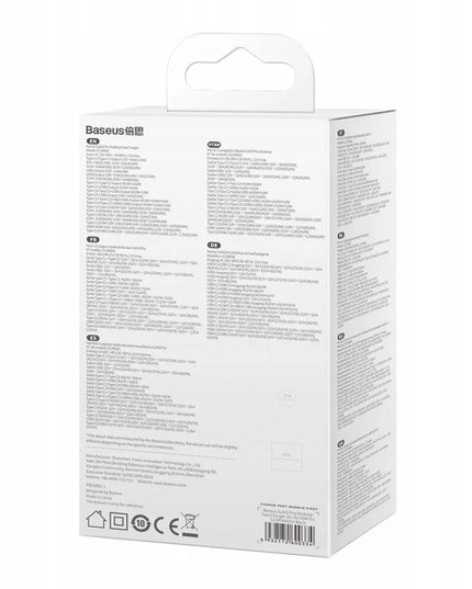 BASEUS GaN tinklo įkroviklis 2x USB-C 2x USB 65W PD QC 4.0 + KABELIS