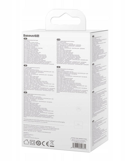 BASEUS GaN tinklo įkroviklis 2x USB-C 2x USB 65W PD QC 4.0 + KABELIS