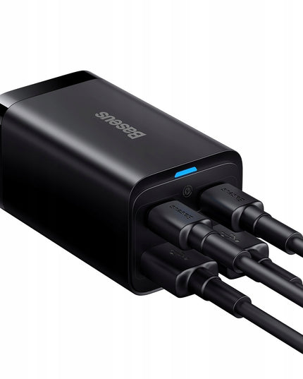 BASEUS GaN tinklo įkroviklis 2x USB-C 2x USB 65W PD QC 4.0 + KABELIS