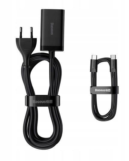 BASEUS GaN tinklo įkroviklis 2x USB-C 2x USB 65W PD QC 4.0 + KABELIS