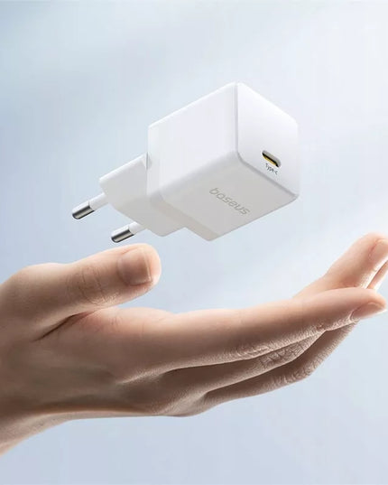 BASEUS tinklo įkroviklis, adapteris 20W USB-C Type-C greitas įkrovimas PD QC, baltas