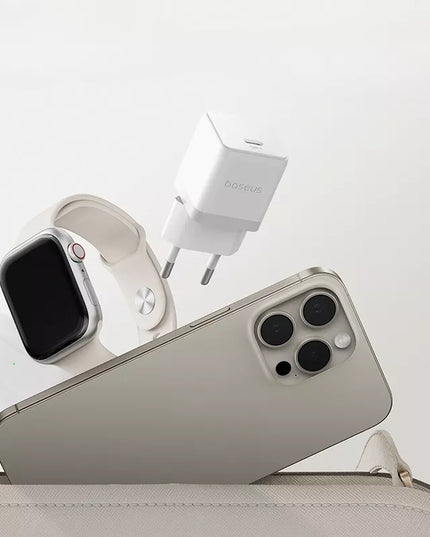 BASEUS tinklo įkroviklis, adapteris 20W USB-C Type-C greitas įkrovimas PD QC, baltas