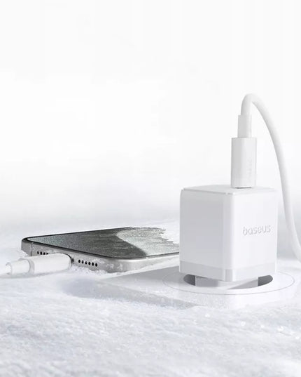 BASEUS tinklo įkroviklis, adapteris 20W USB-C Type-C greitas įkrovimas PD QC, baltas
