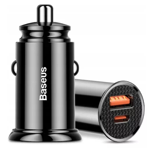 BASEUS galingas greitas automobilinis įkroviklis USB USB-C TYPE-C PD 30W QC 3.0 5A