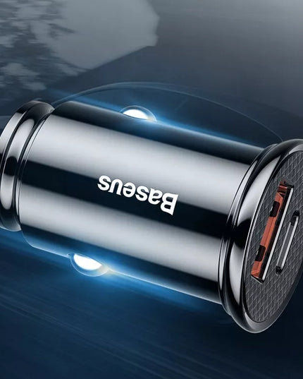 BASEUS galingas greitas automobilinis įkroviklis USB USB-C TYPE-C PD 30W QC 3.0 5A