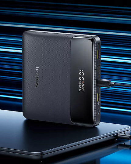 Galingas BASEUS 20000 mAh 100W išorinis akumuliatorius su greitojo įkrovimo funkcija, USB-C ir USB-A jungtimis