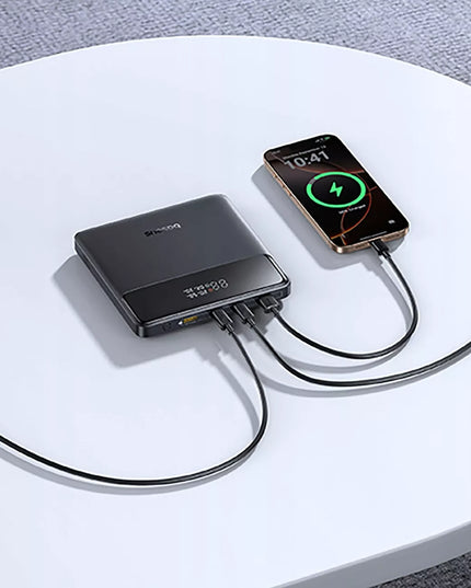 Galingas BASEUS 20000 mAh 100W išorinis akumuliatorius su greitojo įkrovimo funkcija, USB-C ir USB-A jungtimis