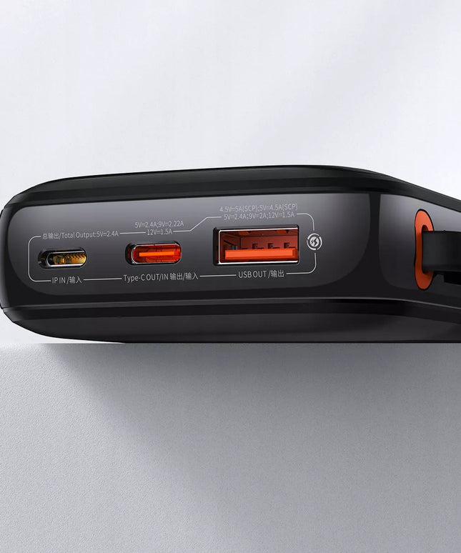 BASEUS POWER BANK 10000 mAh 20W SU INTEGRUOTU LIGHTNING KABELIU GALINGAS IŠORINIS AKUMULIATORIUS