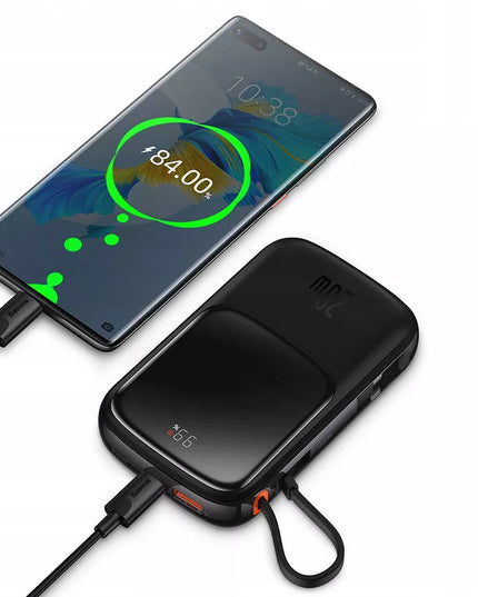 BASEUS išorinė baterija 10000 mAh 20W su integruotu Lightning kabeliu
