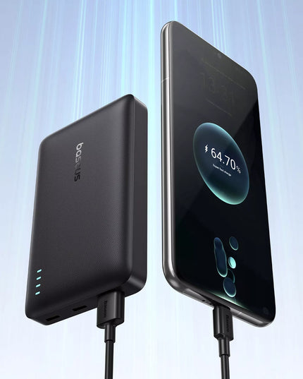 BASEUS išorinė baterija 10000 mAh 22,5W greitas įkrovimas USB-C USB-A kompaktiška