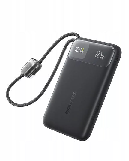 BASEUS išorinė baterija 10000 mAh 22.5W su USB-C ir Lightning laidais Apple Android